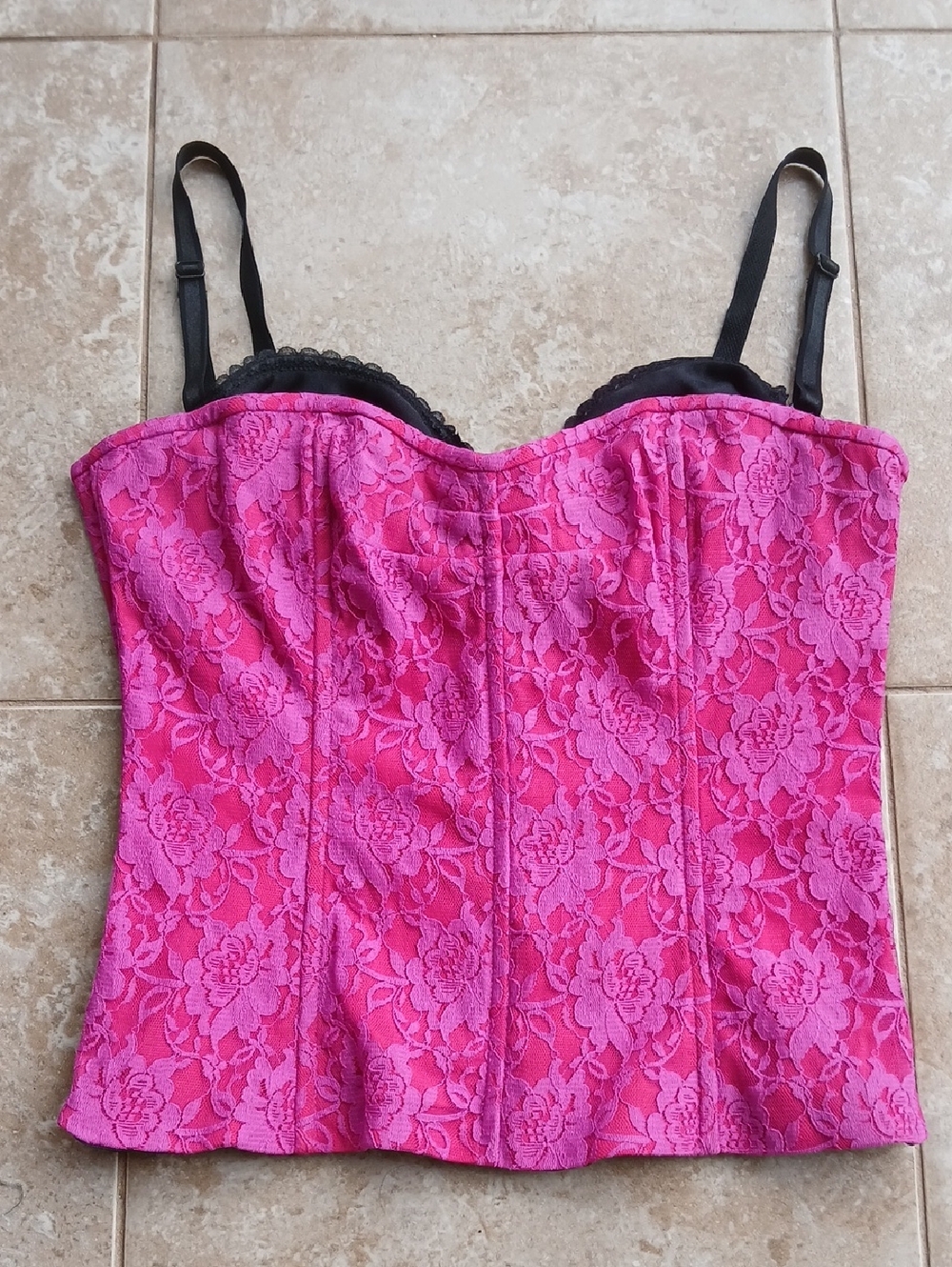 Victoria's Secret Y2K Lace Bustier with Black Straps